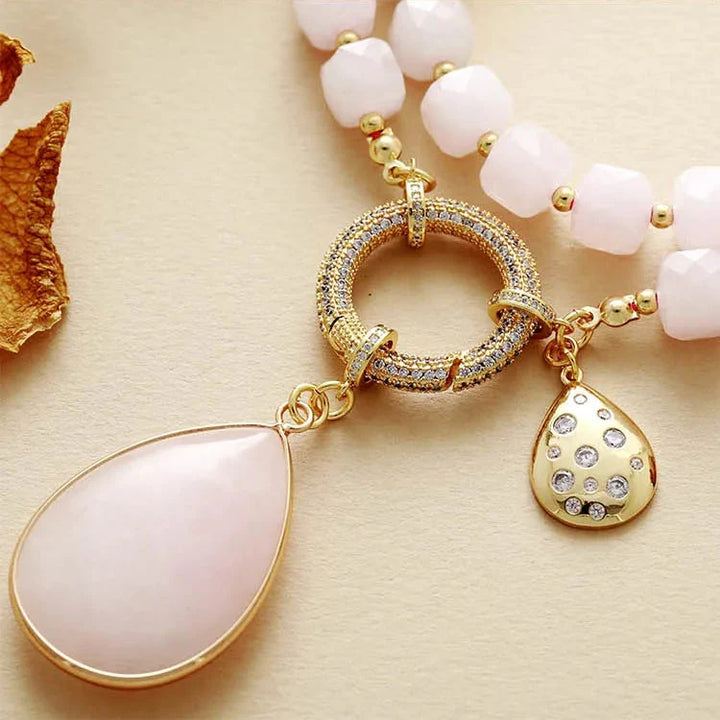 Rose Quartz Pavé Statement Necklace