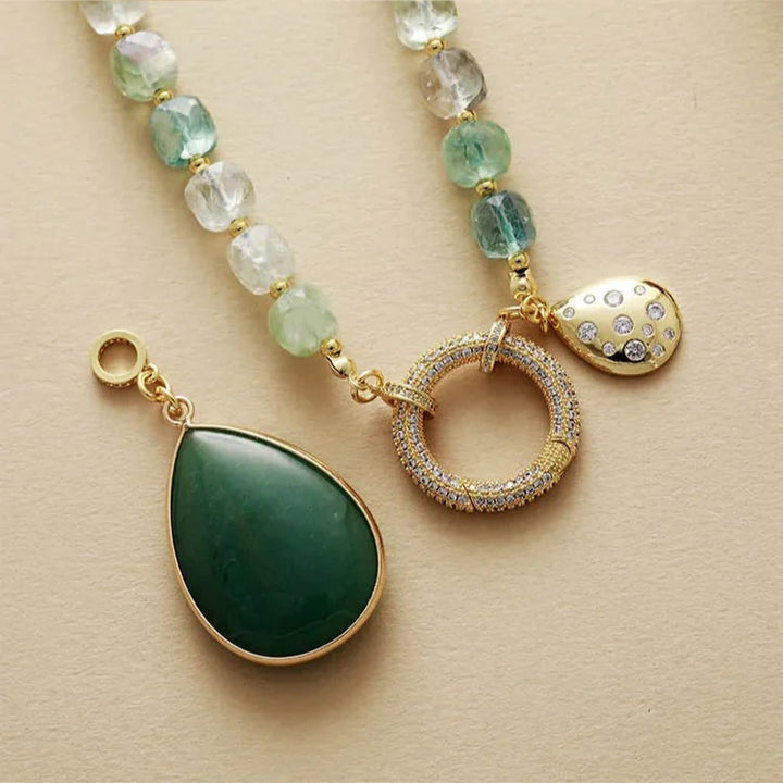 Green Quartz & Agate Pavé Statement Necklace