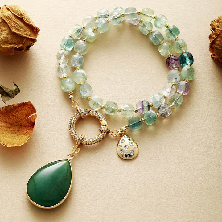 Green Quartz & Agate Pavé Statement Necklace