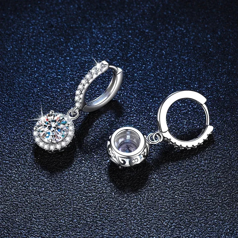 1 Carat Moissanite Earrings in Sterling Silver