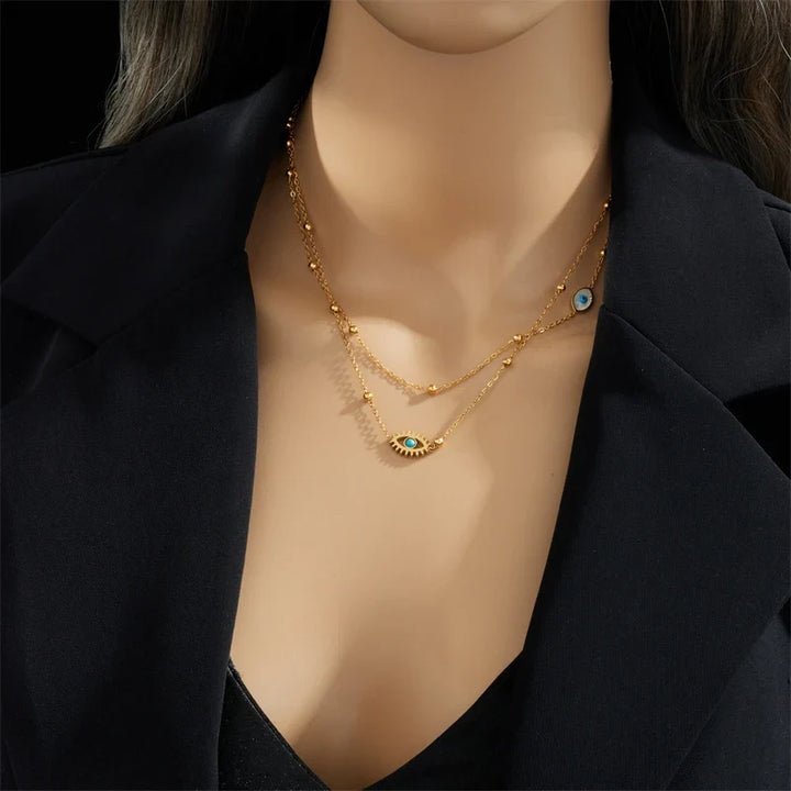 Double Layer Evil Eye Necklace