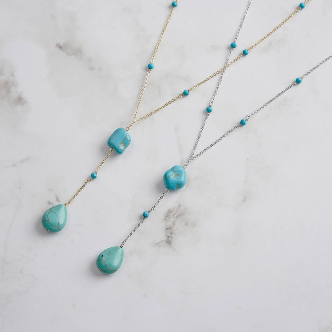 Turquoise Y-Drop 925 Sterling Silver Necklace