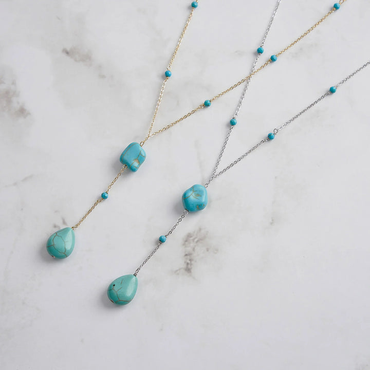 Turquoise Y-Drop 925 Sterling Silver Necklace