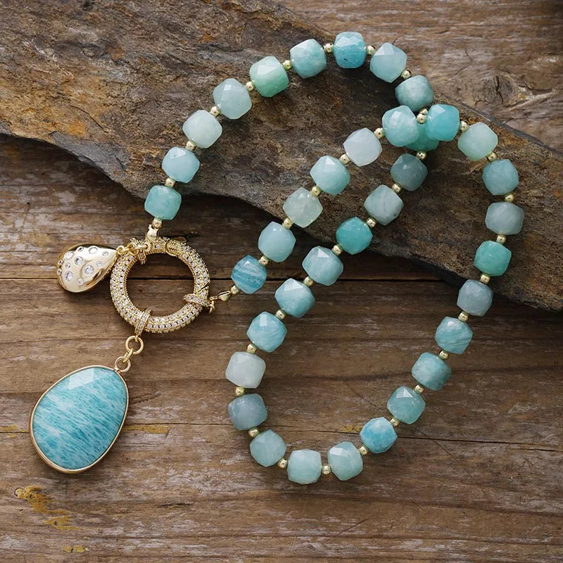 Amazonite Pavé Statement Necklace