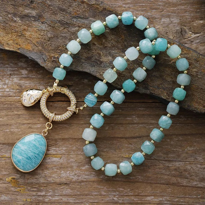 Amazonite Pavé Statement Necklace