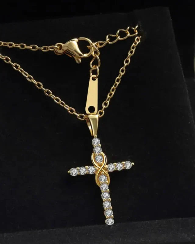 Infinite Faith Necklace with Cross (Gold Plated)
