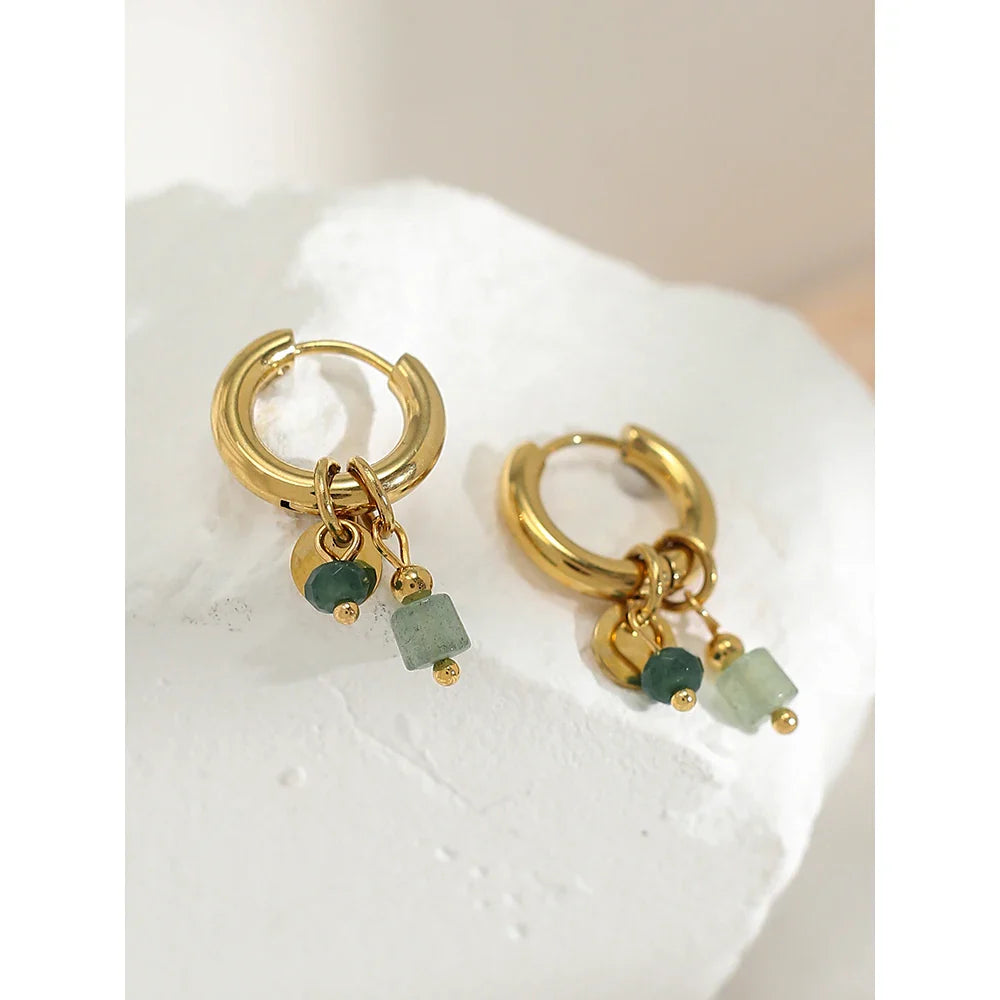 Elaris Jade Charm Hoops