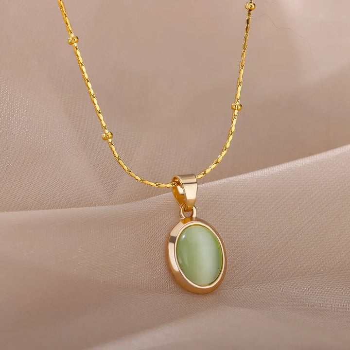 Elara Jade Oval Necklace