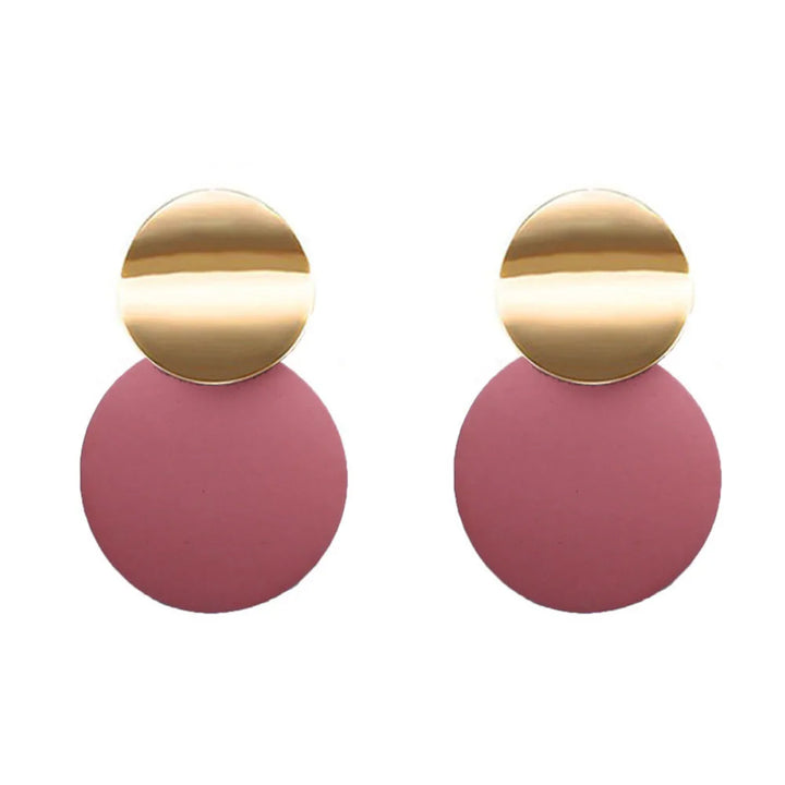 Monrisa Minimalist Double Disc Dangle Earrings
