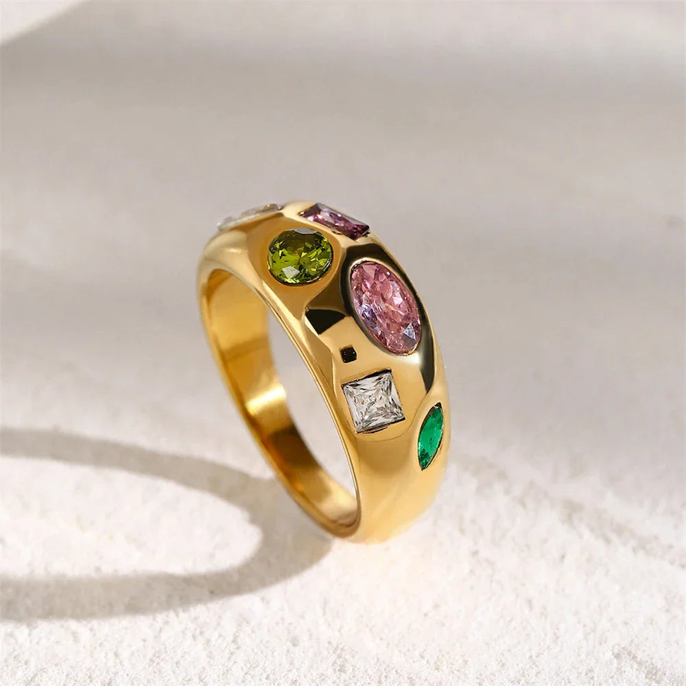 Shimmering Chunky Geometric Ring