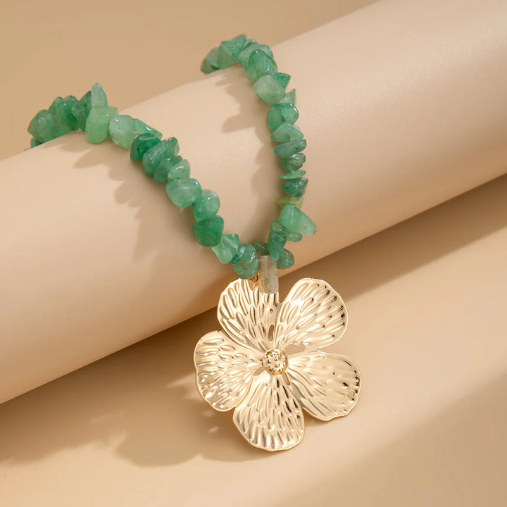 Caelora Textured Gold Petal Necklace