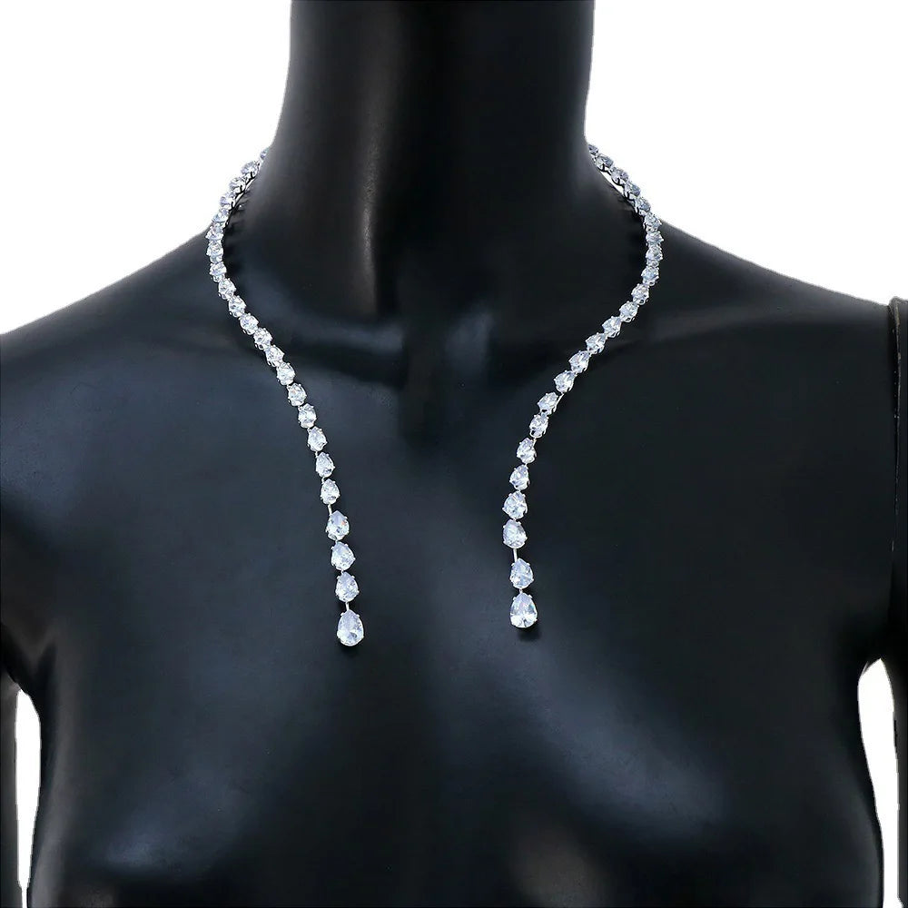 Stonefans Fashion Zircon Water Drop Collar Necklace