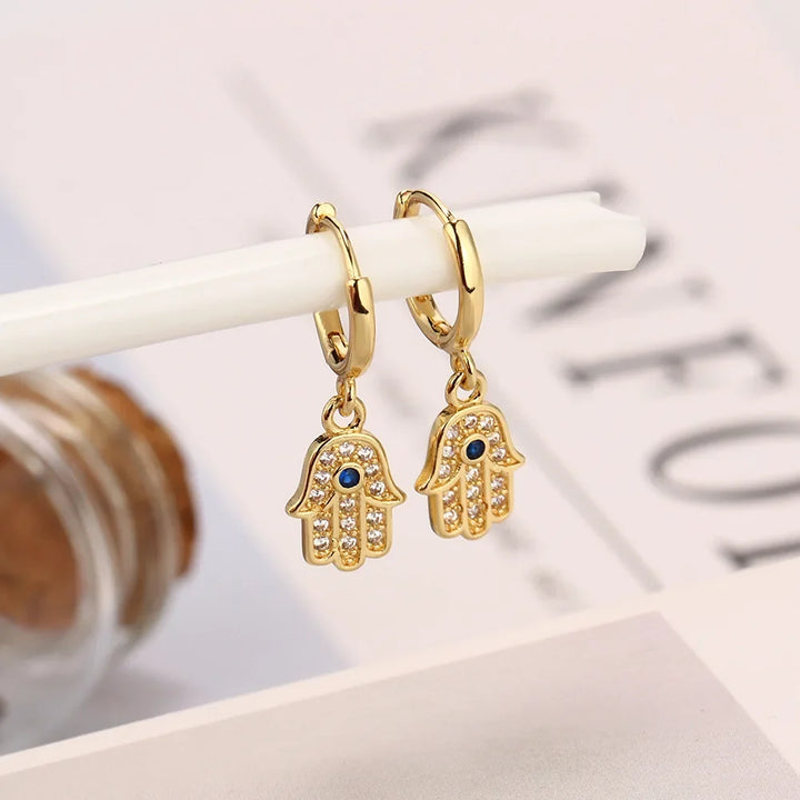 Evil Eye Hand Earrings