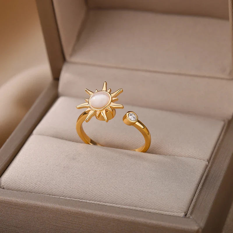 Solara Luminous Opal Sunburst Ring