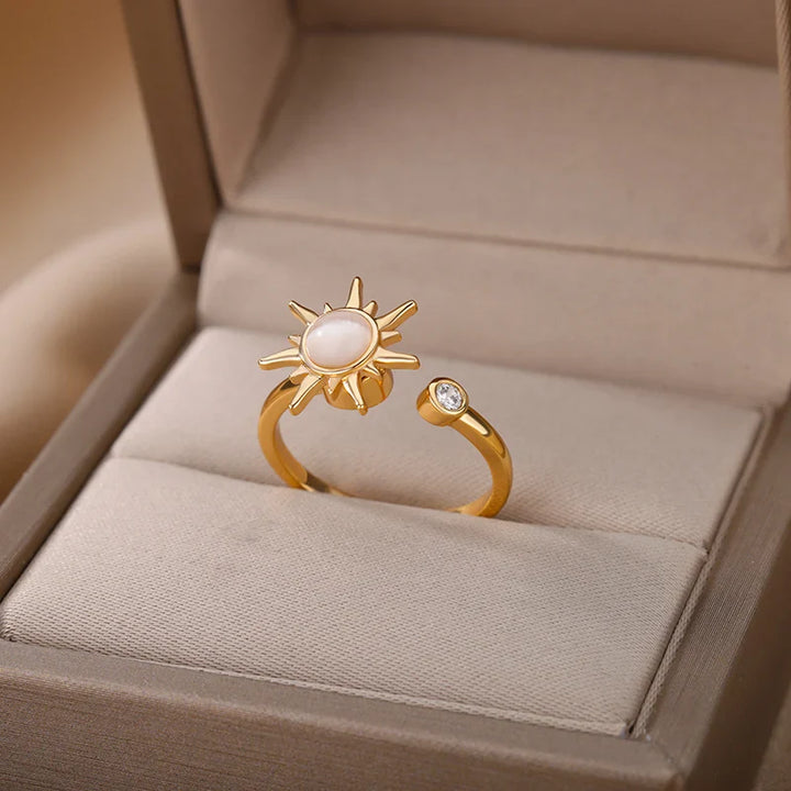 Solara Luminous Opal Sunburst Ring