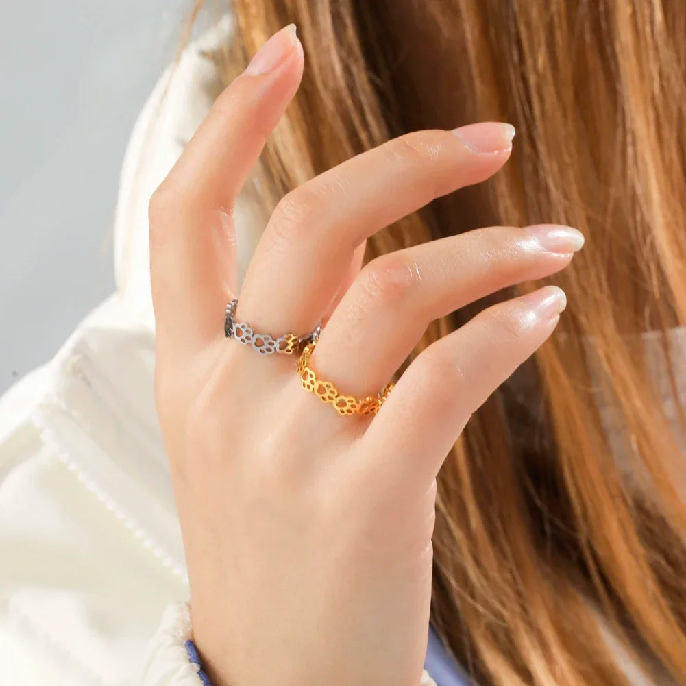 Adjustable Paw Print Ring â€“ Made of Stainless Steel