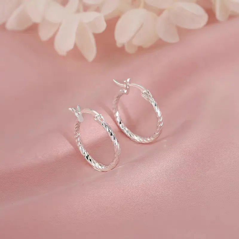 Twisted Hoop Silver Earrings