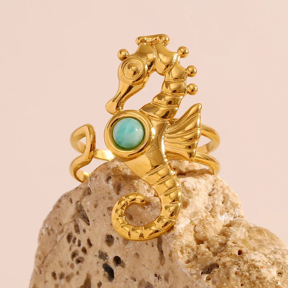 Ocean Whisper Seahorse Accent Ring
