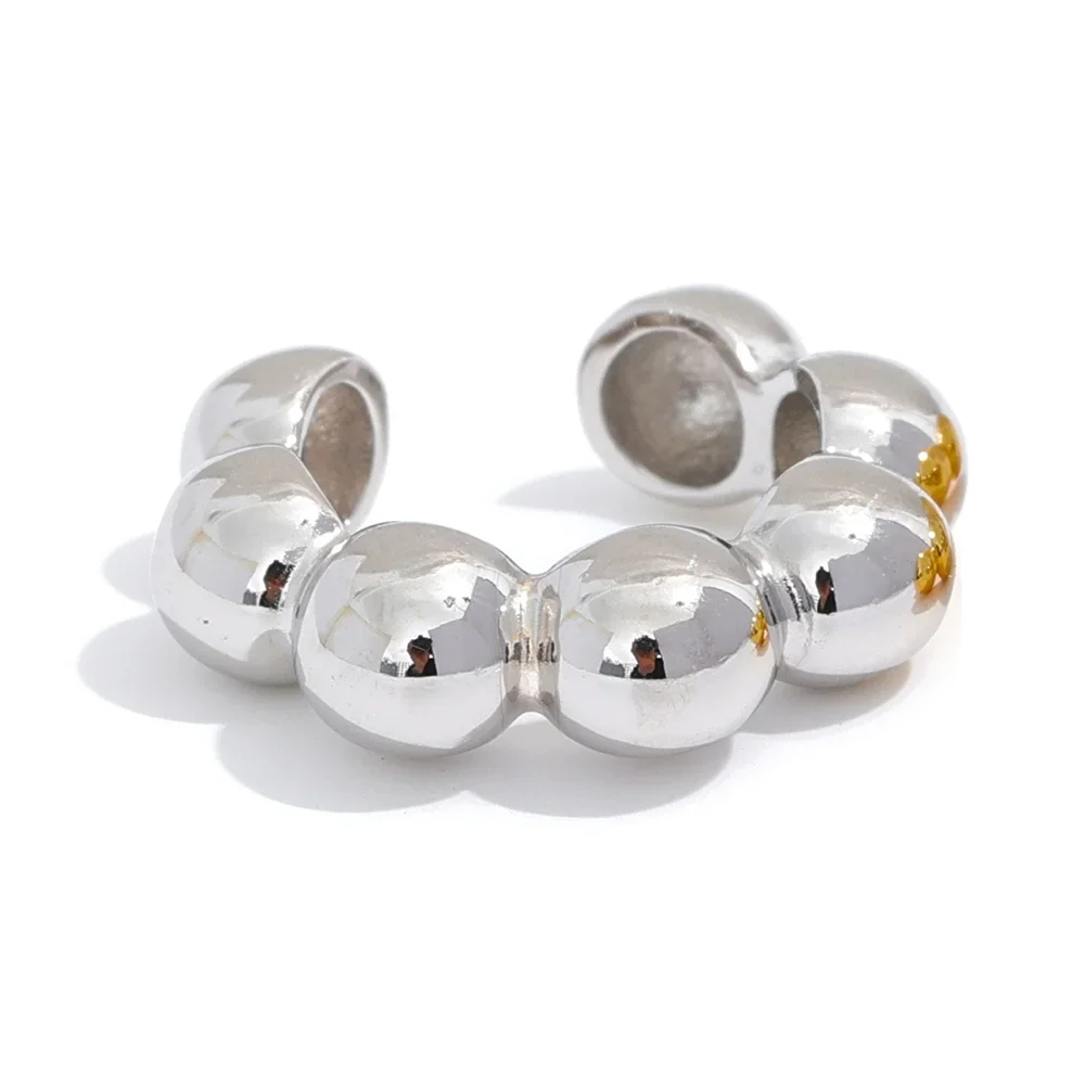 Glossy Bead 925 Silver Ear Cuff