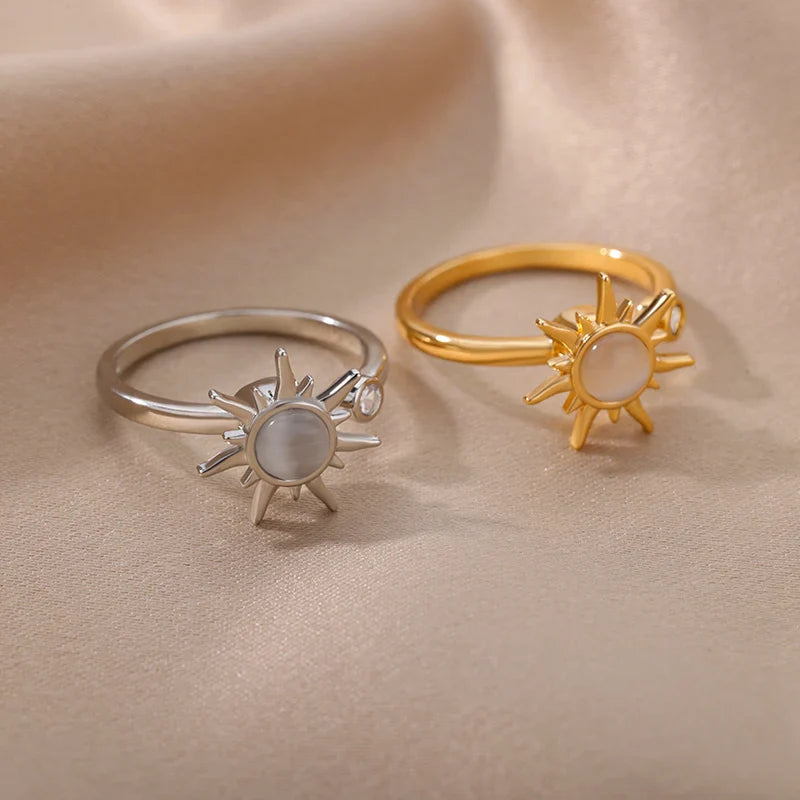 Solara Luminous Opal Sunburst Ring