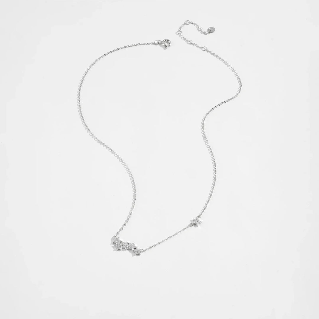Triple Star Adjustable 925 Sterling Silver Necklace | Minimal Gold Star Jewelry