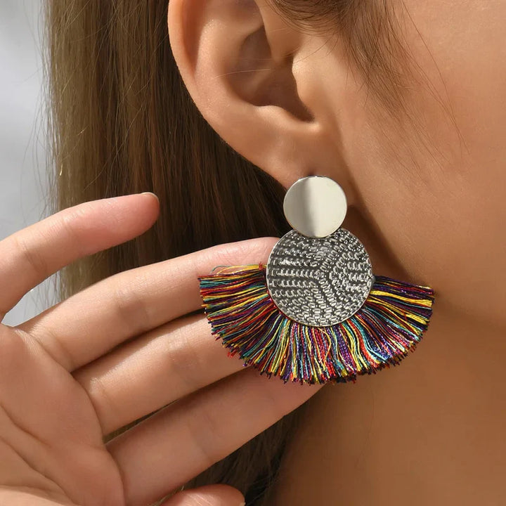 Velora Resort Chic Fan Tassel Earrings