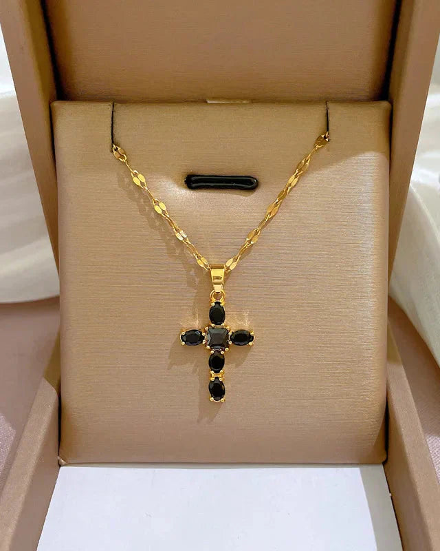 Cross Necklace with Reflected Light Chain (Gold Plated)