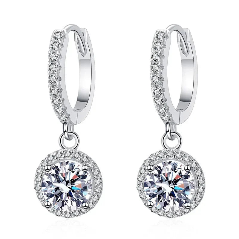1 Carat Moissanite Earrings in Sterling Silver