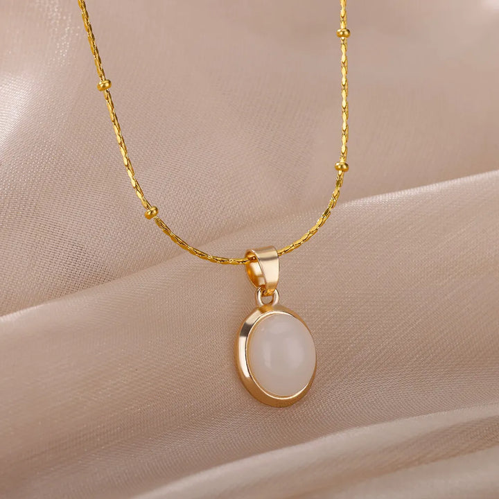 Elise Oval Stone Necklace