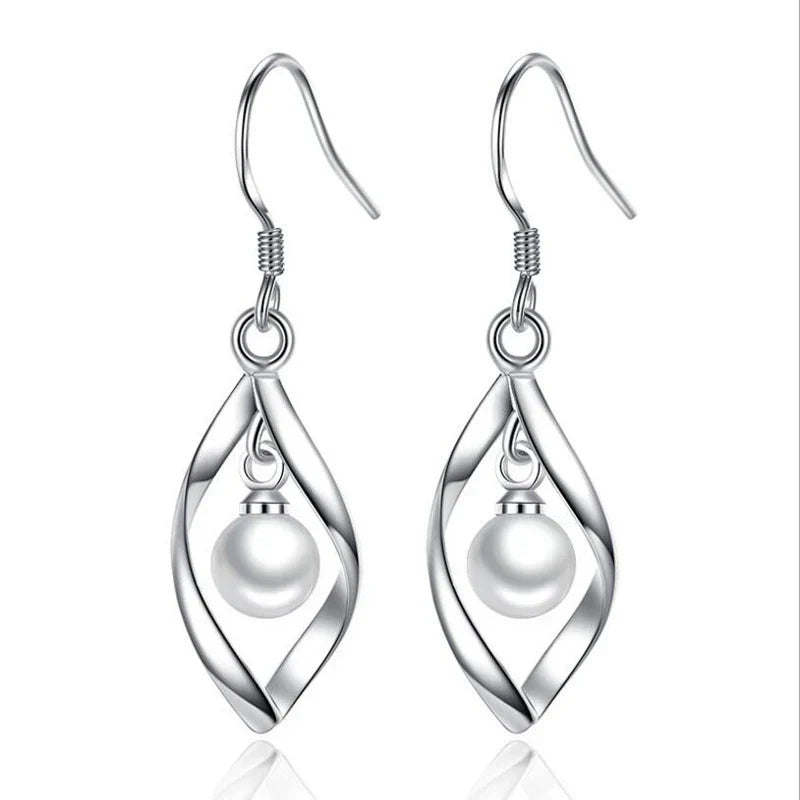 Pearl Hoop Dangle Earrings