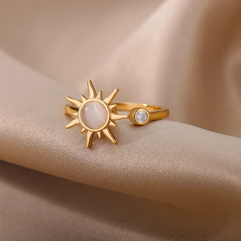Solara Luminous Opal Sunburst Ring