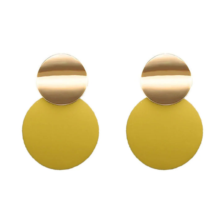 Monrisa Minimalist Double Disc Dangle Earrings