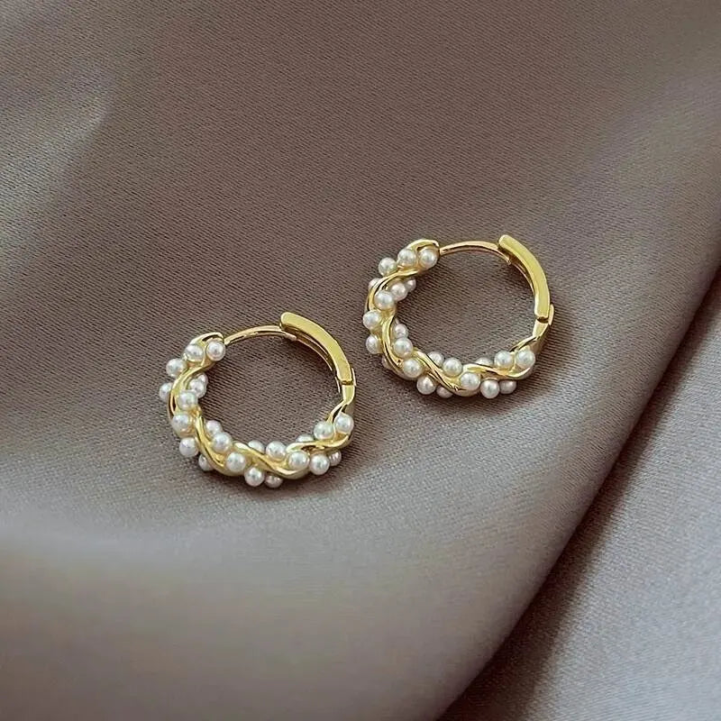 Natalia Textured Pearl Hoops
