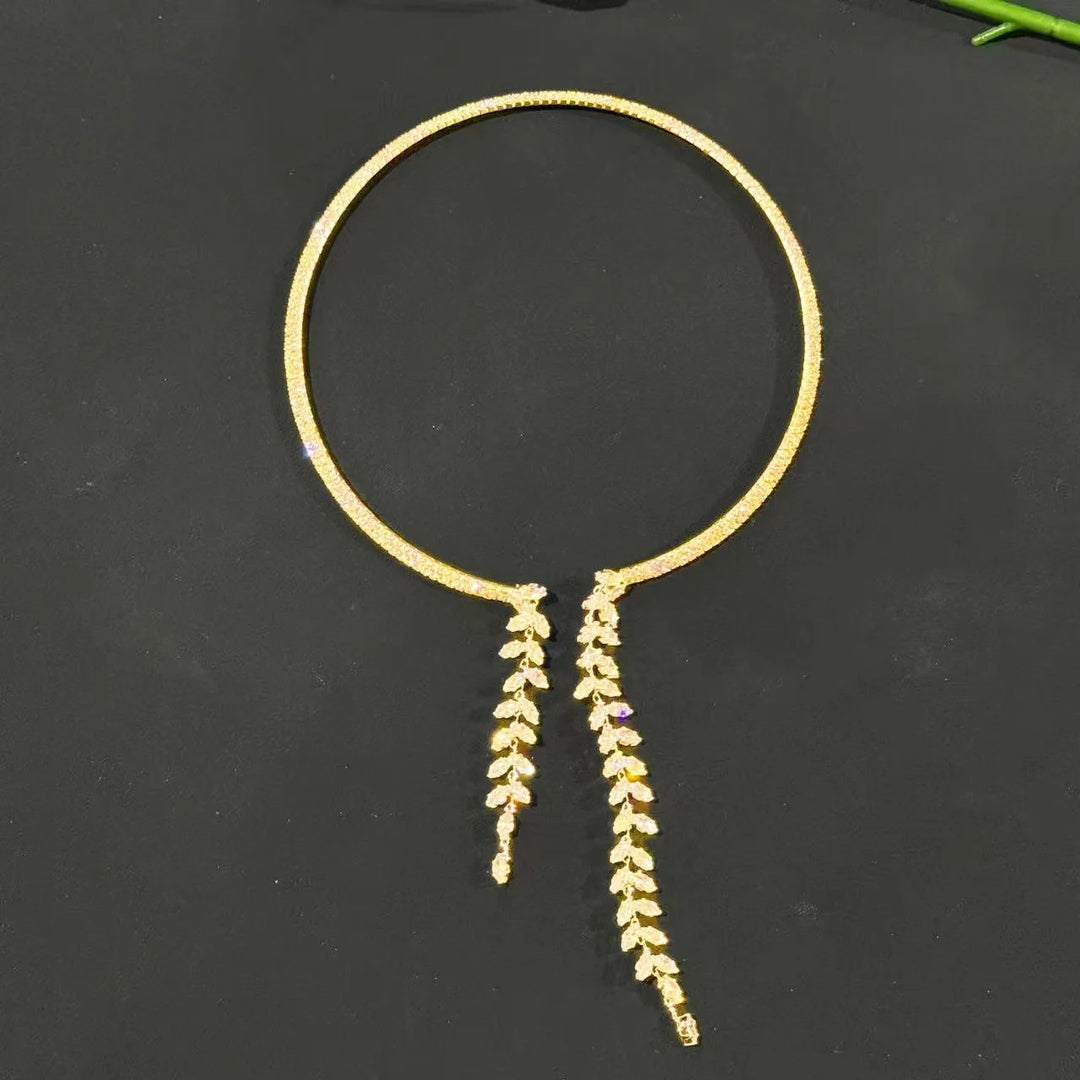 New Leaf Tassel Collar chain necklace for women