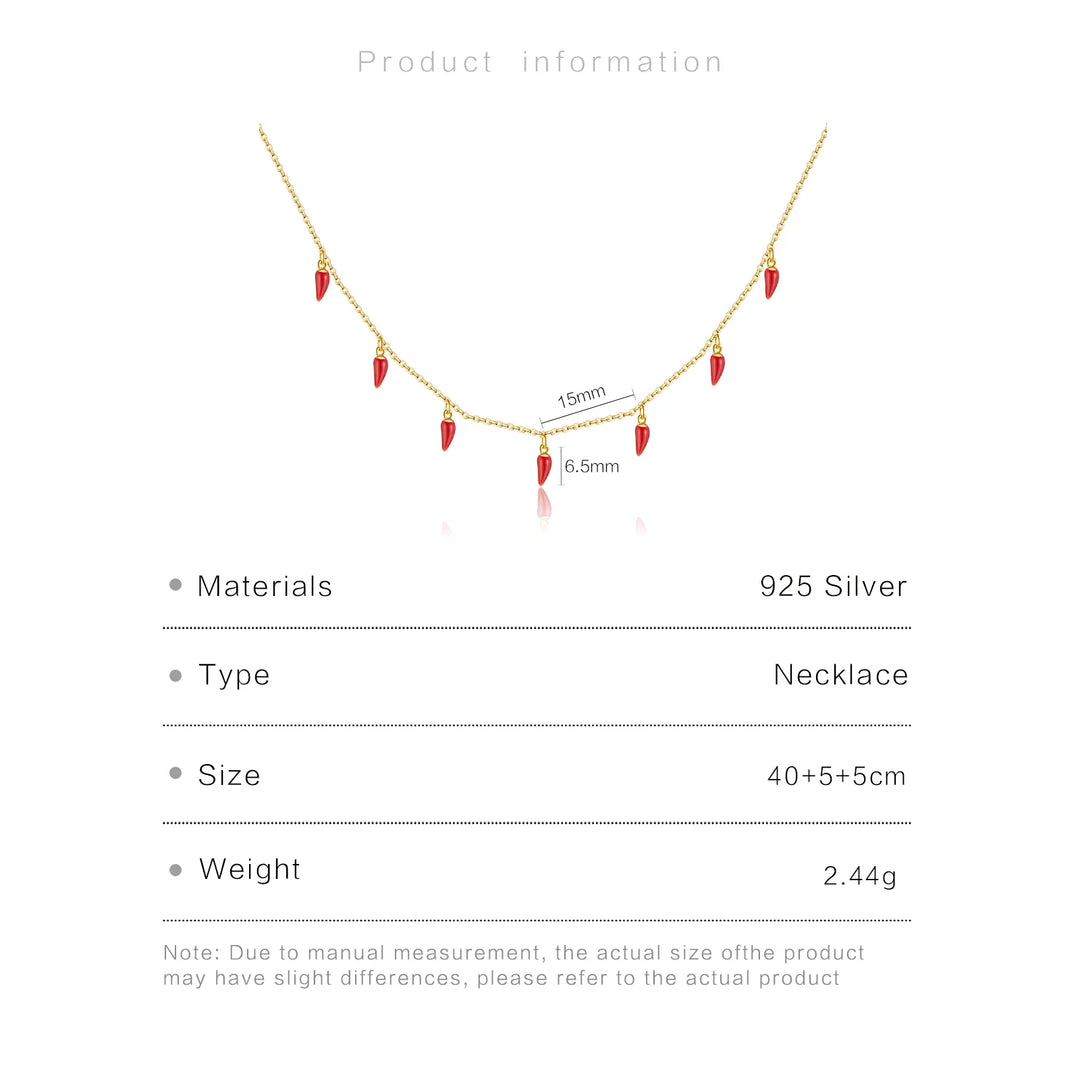 Red Chili Spicy Charm 925 Sterling Silver Necklace
