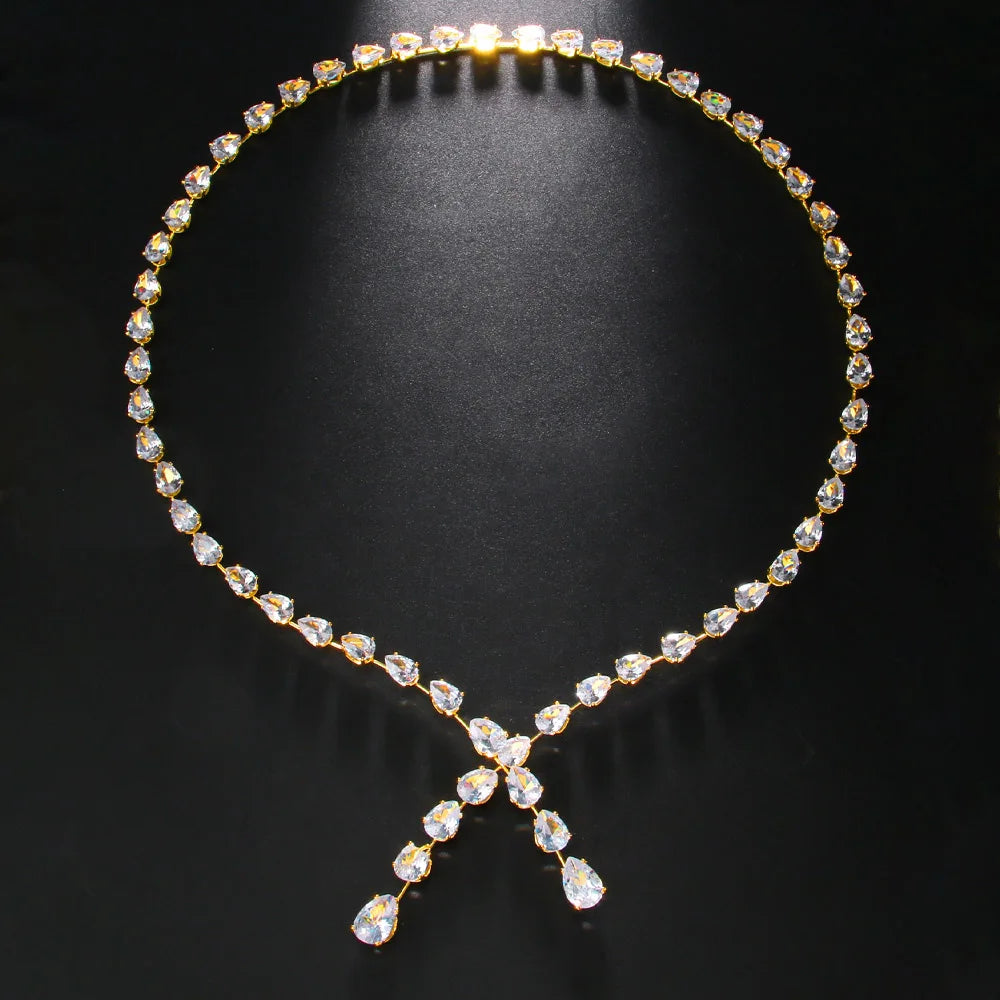 Stonefans Fashion Zircon Water Drop Collar Necklace