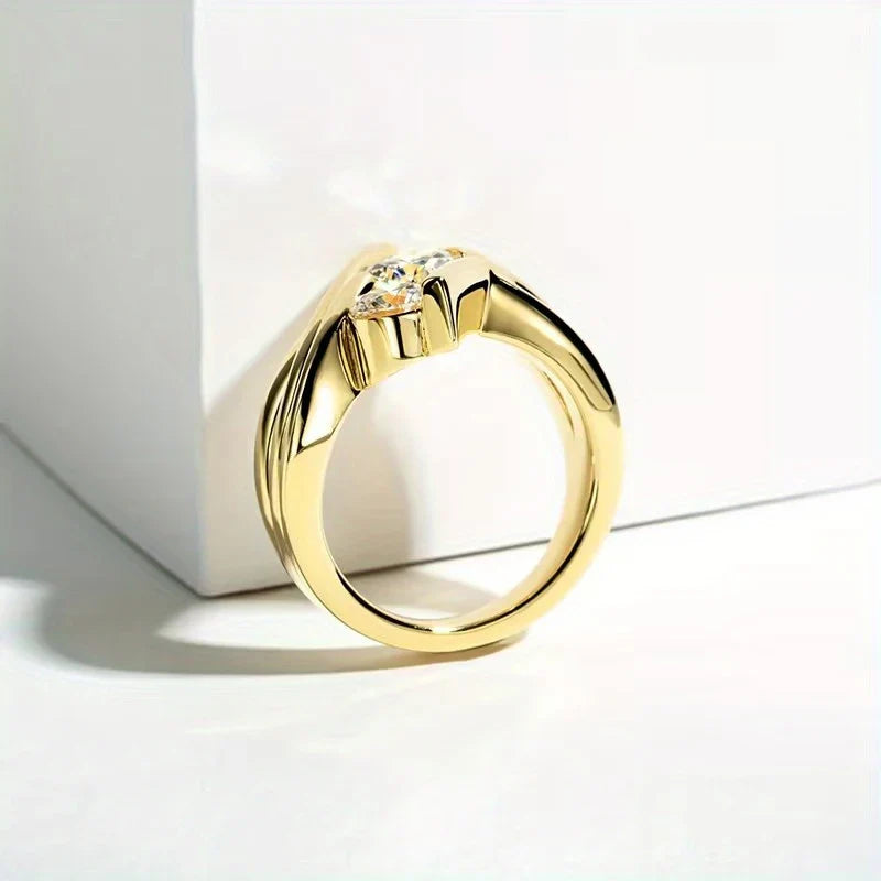 Three-Stone Moissanite Wave 925 Sterling Silver Ring