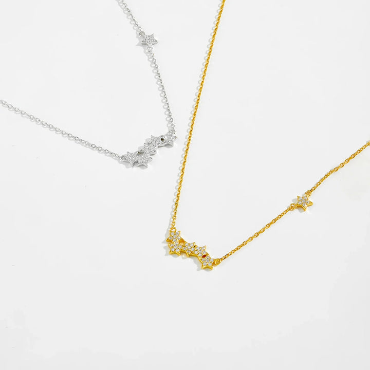 Triple Star Adjustable 925 Sterling Silver Necklace | Minimal Gold Star Jewelry