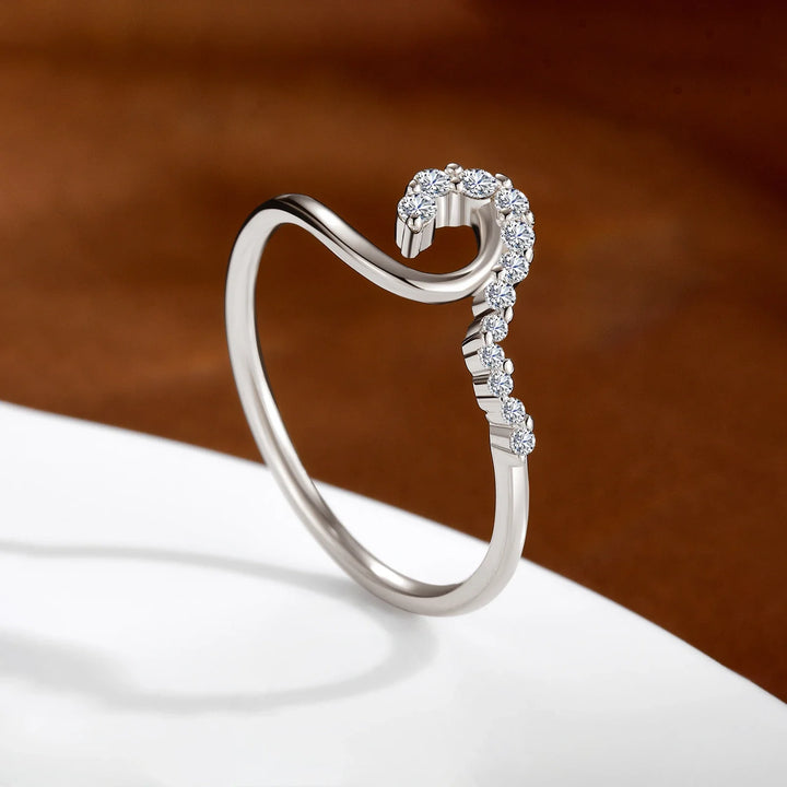 D Color VVS1 Moissanite Wave 925 Sterling Silver Ring