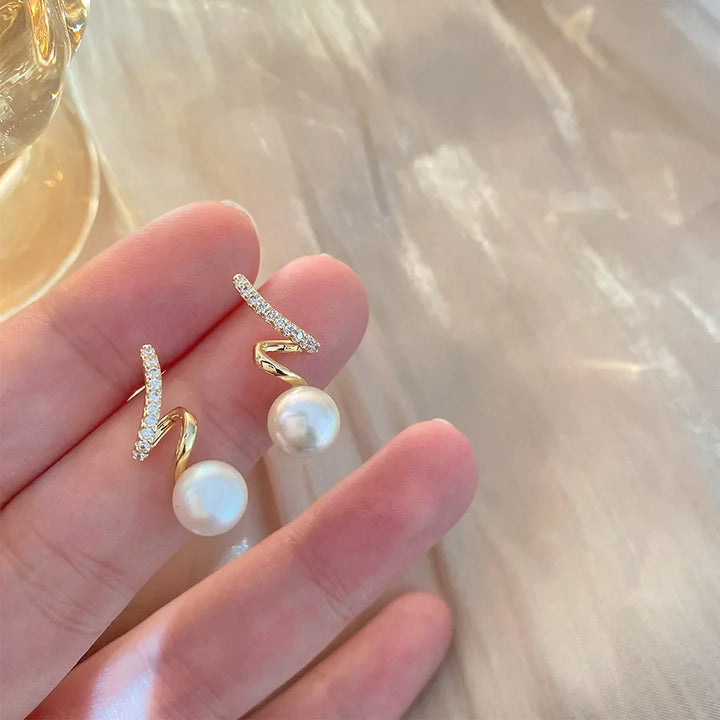 Calista Spiral Pearl Statement Earrings