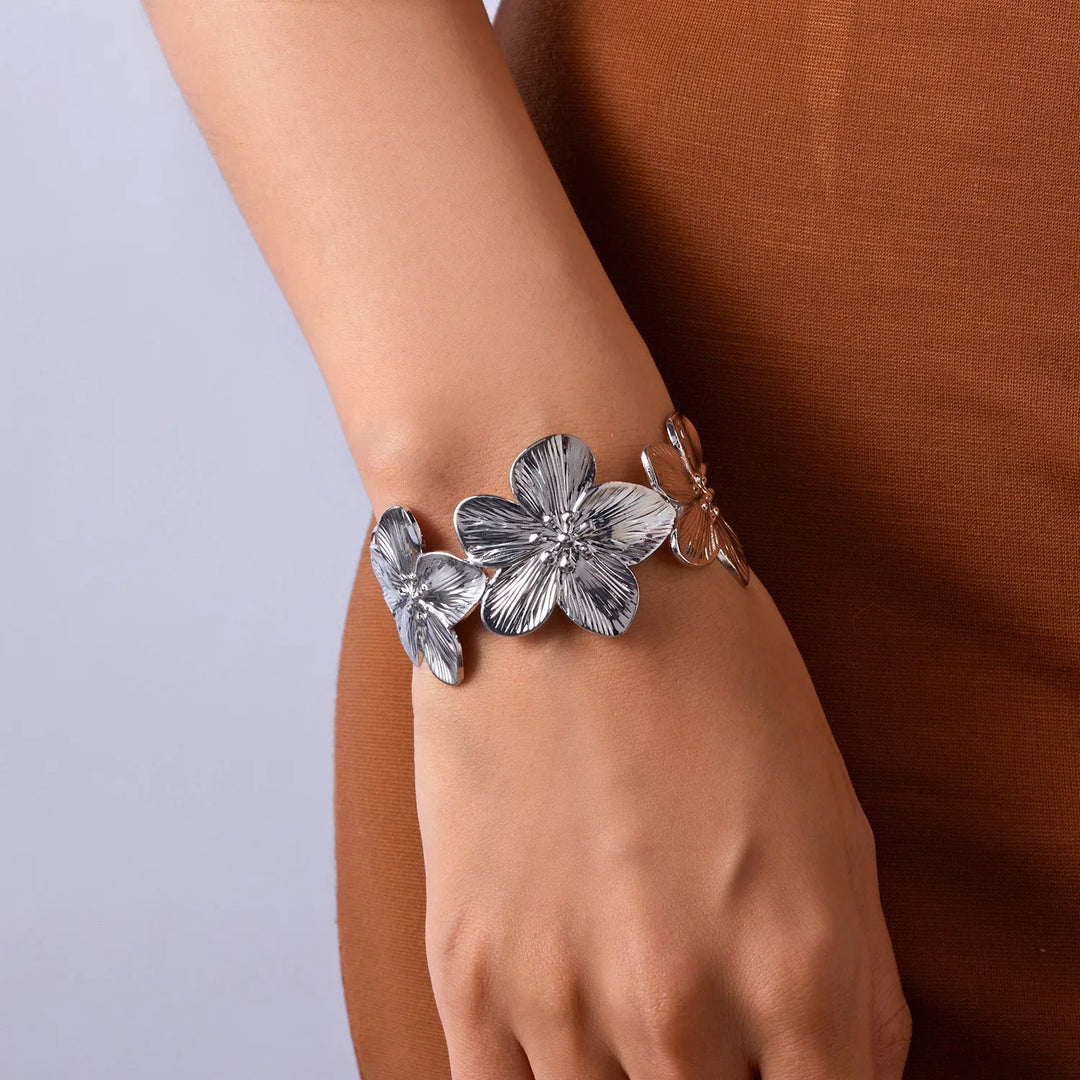 Azmira Sculpted Floral Cuff Bracelet
