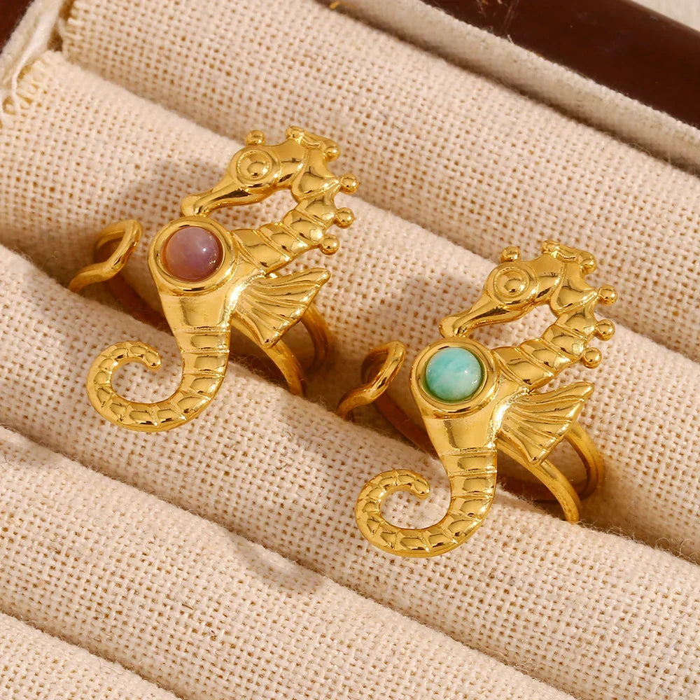 Ocean Whisper Seahorse Accent Ring