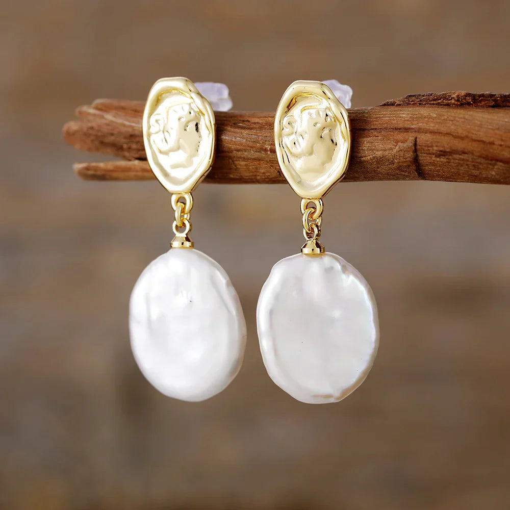 Textured Baroque Pearl Drop Earrings