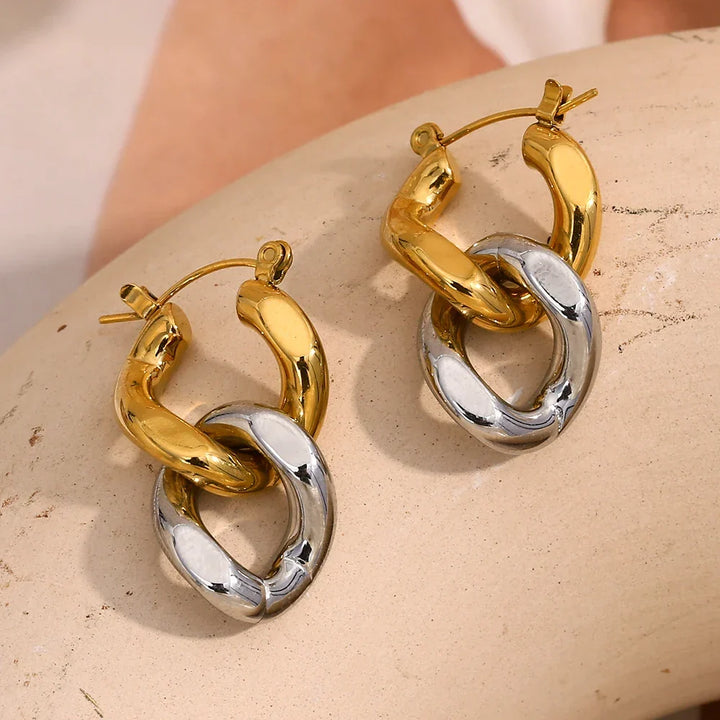 Harmony Dual-Tone Hoop Earrings