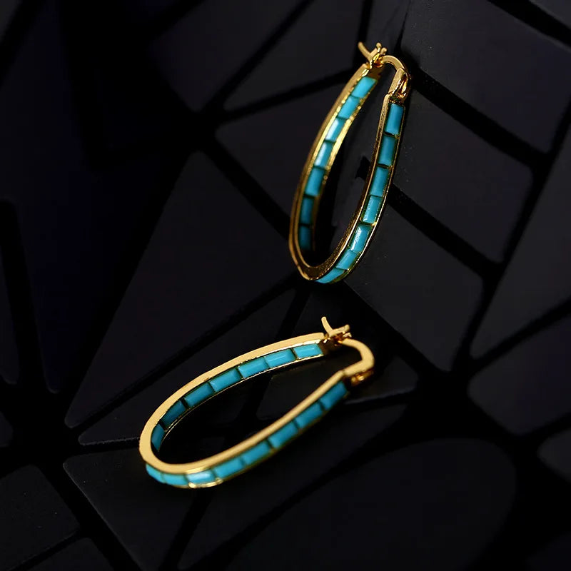 Zareya Turquoise Inlay Hoops