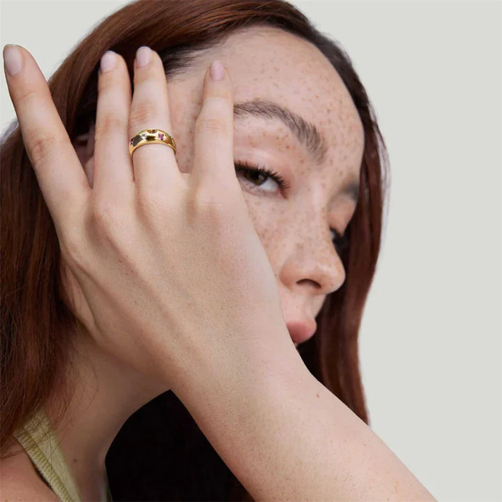 Shimmering Chunky Geometric Ring