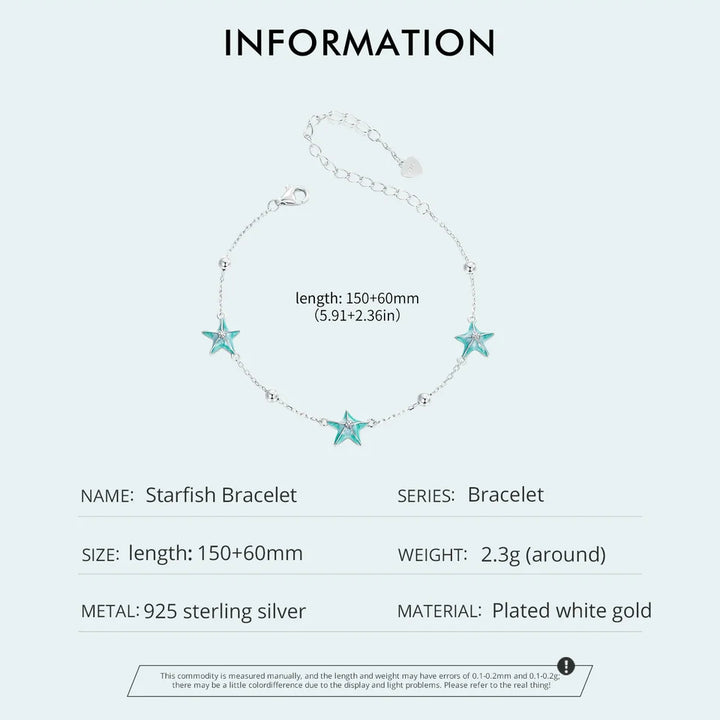 Blue Starfish 925 Sterling Silver Bracelet