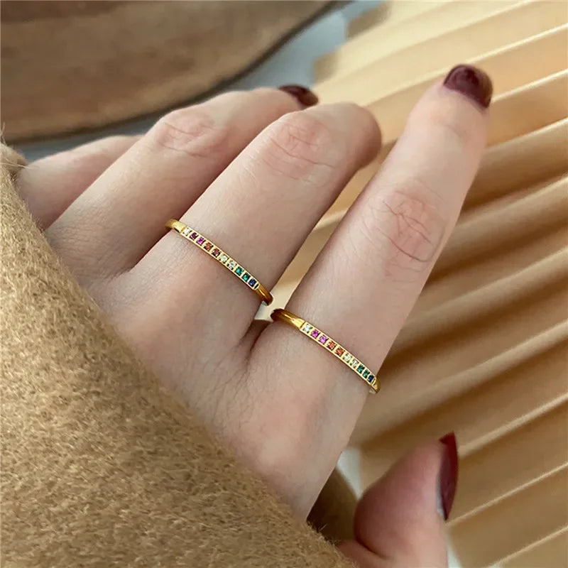 Rainbow Glow Zircon Ring