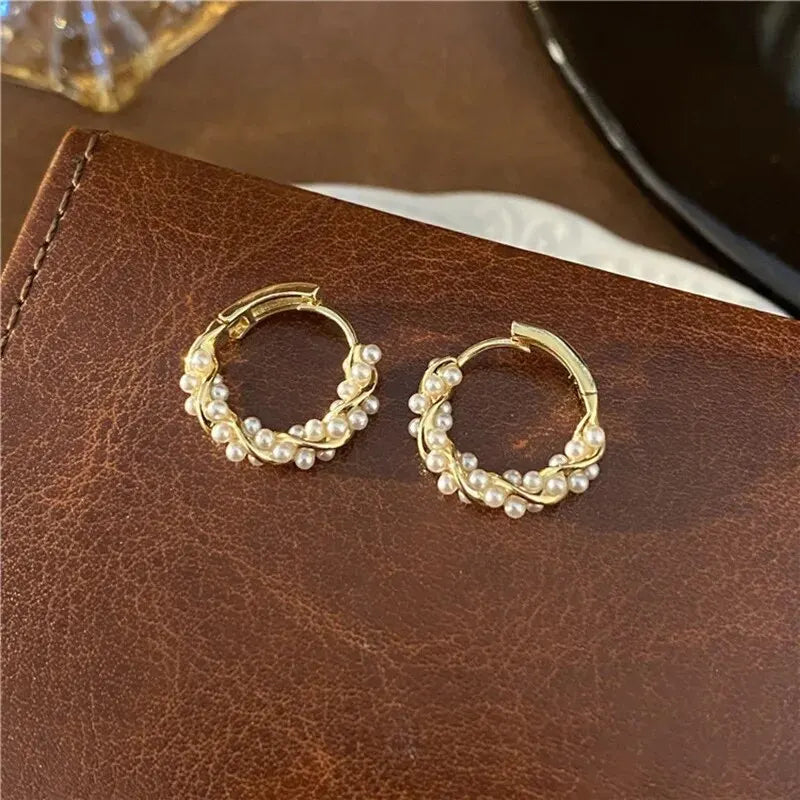 Natalia Textured Pearl Hoops