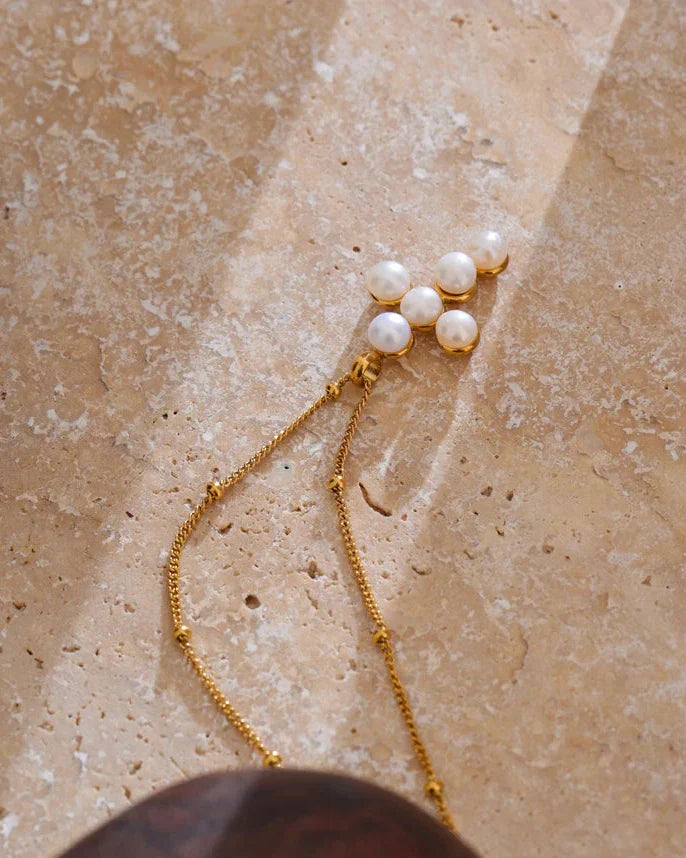Pearl Cross Necklace (Gold Plated)